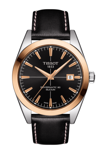 Tissot Gentleman Powermatic Stainless Steel / Red Gold / Brown / Strap